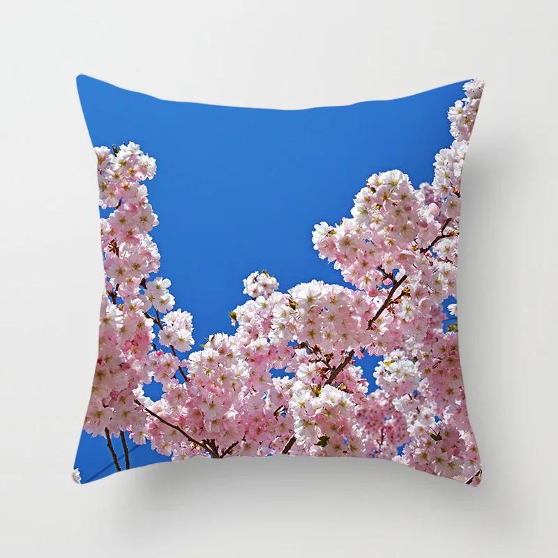 Floral Print Throw Pillow Cover Living Room Sofa Decor Car Office Seat Cushion   Home  45x45 cm