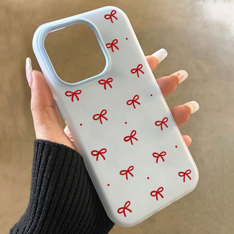 Cute Red Bow Print 2-in-1 Matte Jelly Phone Case For Xiaomi Redmi 14C 4G 13C Note 14 13 12 Pro Plus 11 10 Candy-Colored Cover