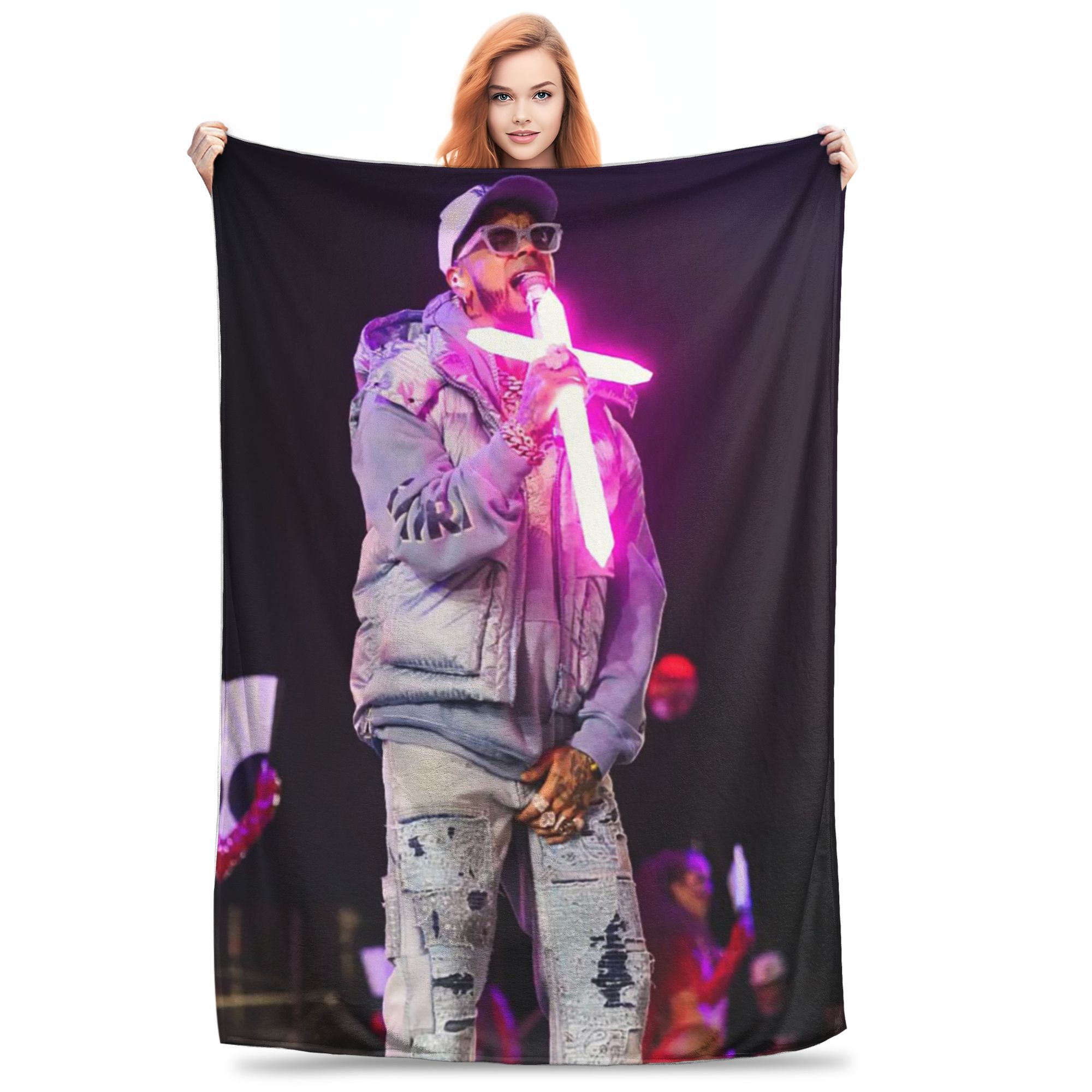 

Anuel AA Hip Hop Rapper Blankets Portable Fleece Sofa Throw Blanket for Home Bedroom Outdoor Throws Bedspread Quilt 80x120cm