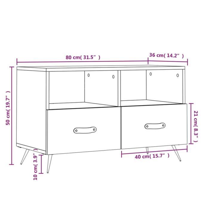 VidaXL TV Stand Sonoma Grey 80x36x50 Cm Engineered Wood 828946