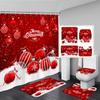 Funny Snowman Shower Curtain Set Xmas Ball Silver Pine Branches Gift Christmas Home Bathroom Decor Rug Bath Mat Toilet Lid Cover