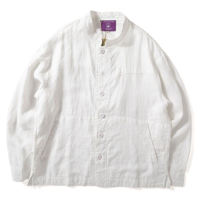 Japan fashion Retro 100% Linen Men's Early Autumn New Jacket Linen Artistic Small Stand Collar Cardigan Thin Outerwear Fashion