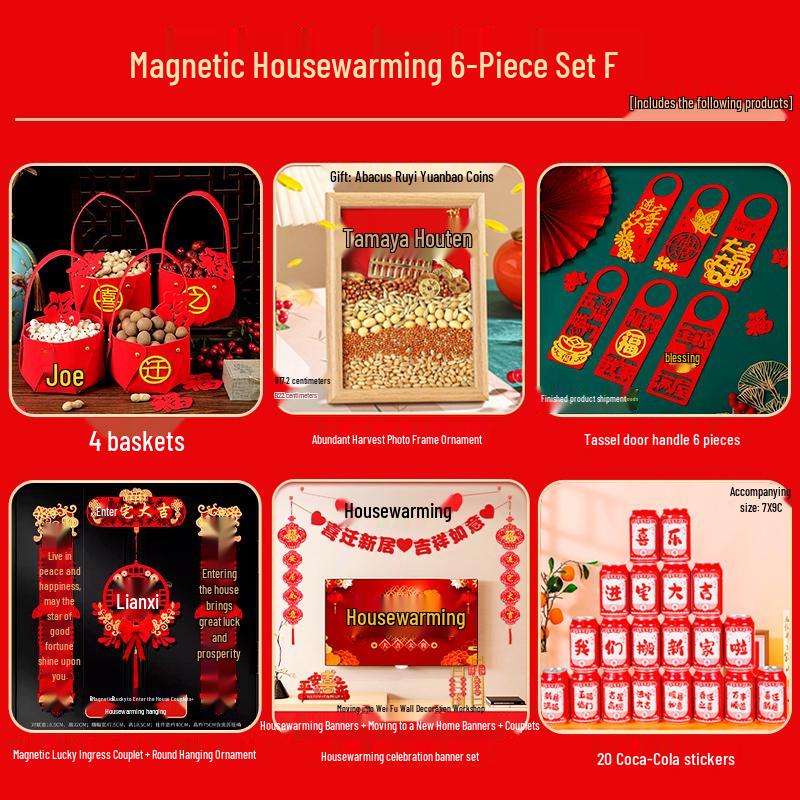 Auspicious Housewarming Magnetic Couplets for New Home Decor with New Year's Blessings