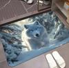 Stunning White Wolf Aurora Pattern Non Slip Absorbent Quick Dry Door Mat Premium Bathroom Entrance Home Decor Floor Rug