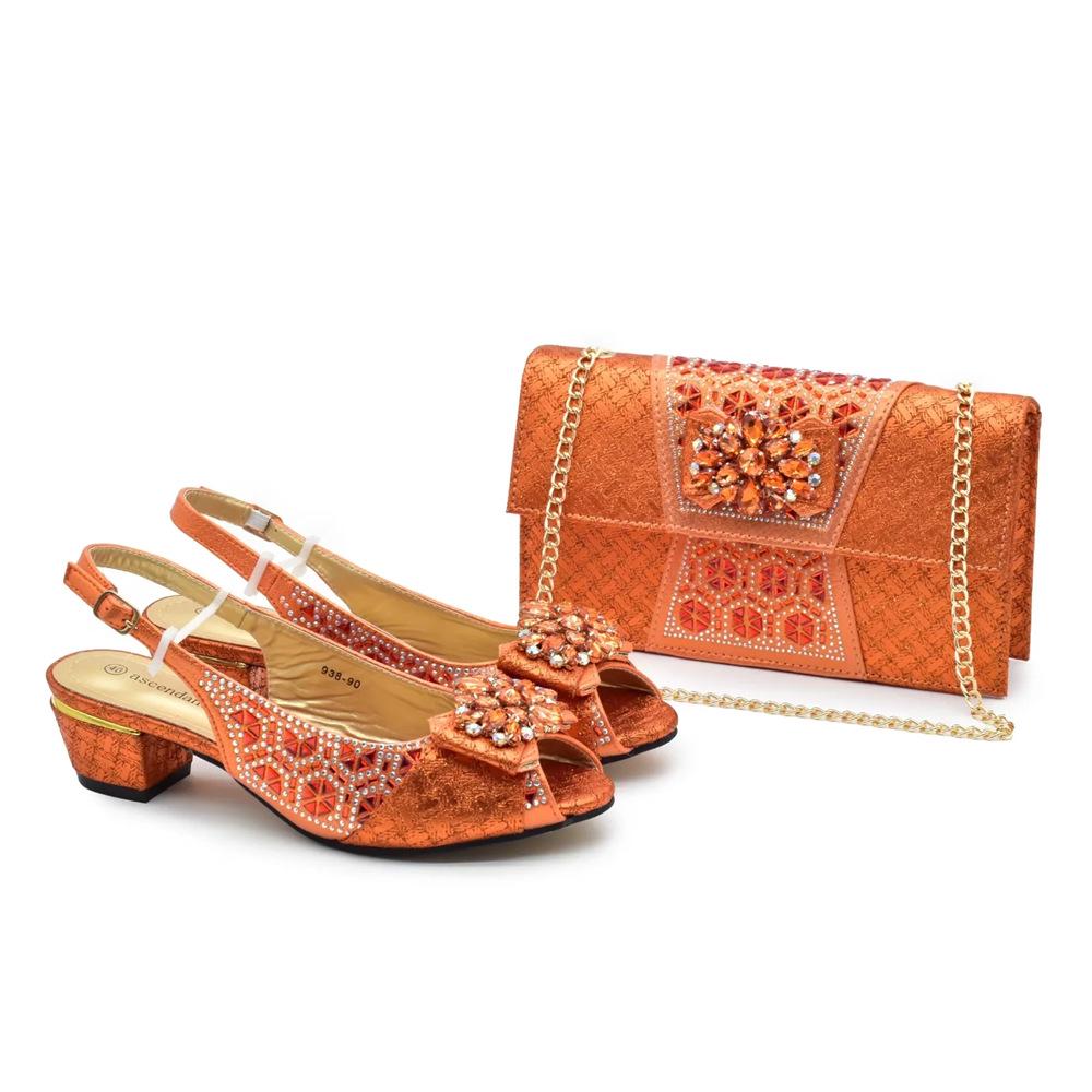 Sandalias de Tacón Alto con Bolsa para Zapatos Italiana, Adorno de Pedrería y Hebilla Floral para Bodas y Fiestas