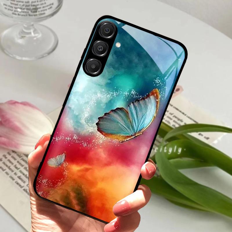 For Samsung A26 5G Case Hard PC Tempered Glass Phone Cover For Samsung Galaxy A36 A56 5G Fashion Animal Glass Protector Cases