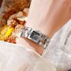 Retro Womens Square Dial Watch With Alloy Case And Stainless Steel Buckle For Daily Use