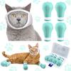 Hillban Cat Muzzle for Grooming with 4 Silicone Boots Breathable Transparent Face Guard Silicone Cat Claw Covers Anti Scratch Booties to Prevent