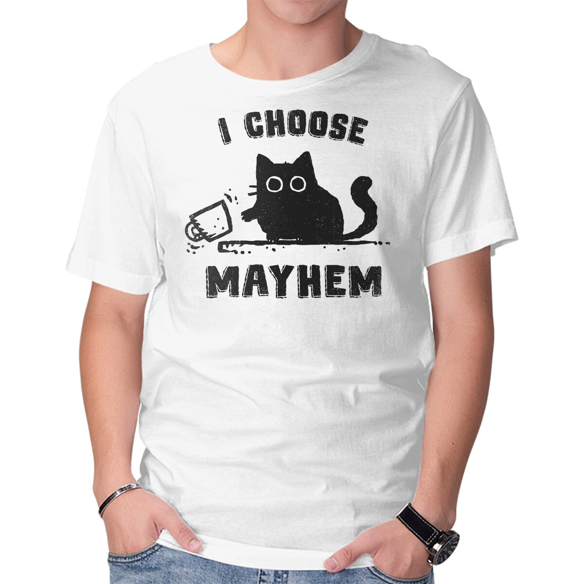 Unisex Crew Neck T-Shirt I Choose Mayhem Graphic Short Sleeve Casual Tee XXL