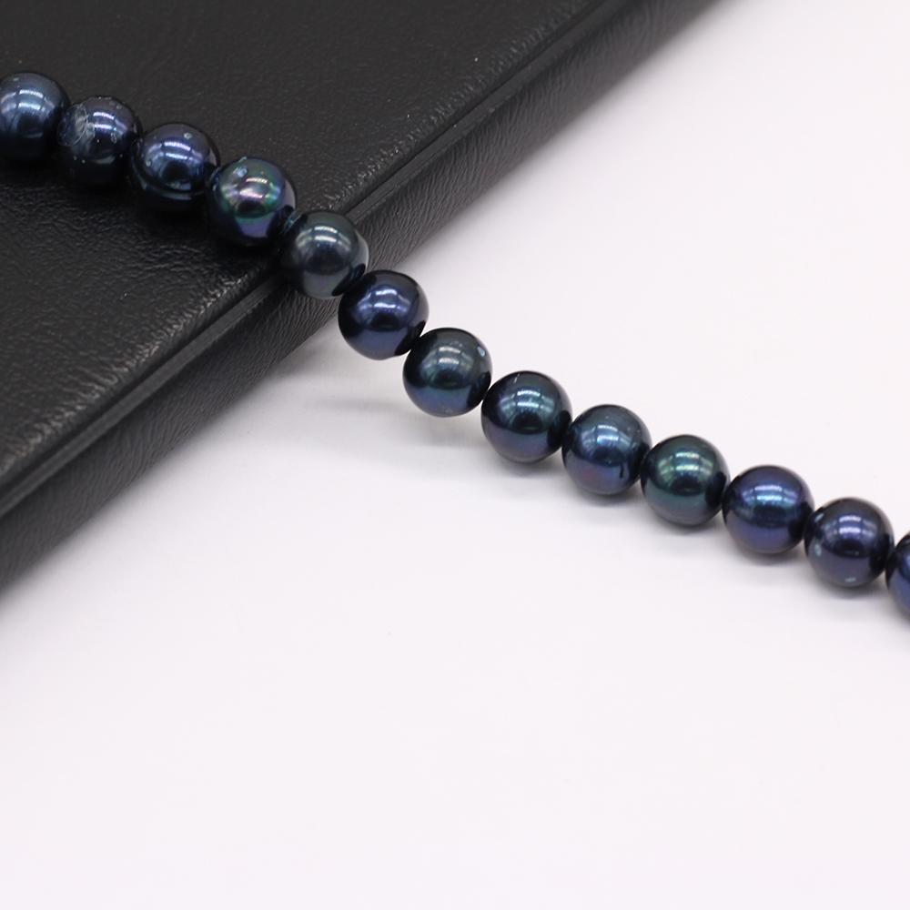 1String, Black Near Round Pearl 8-9mm, Fashion Women Natural Freshwater Pearl Beads for Jewelry Making DIY Crafts, Luxury Bulk Gifts 36cm