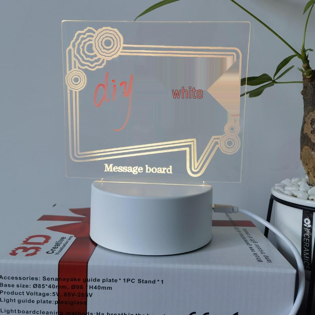 3D Acrylic LED Handwriting Tablet Night Light with Erasable Glow Message Board