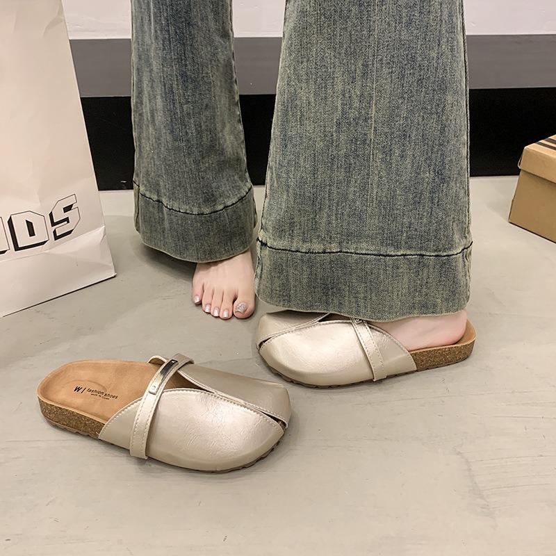 thick-soled bag head half slippers women wear new beach shoes in summer versatile lazy casual sandals shoes