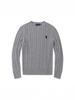 Baoluo Original Little Horse Men's Sweater - Autumn/Winter Cable Knit, Round Neck, Embroidered, Pure Cotton Knitwear