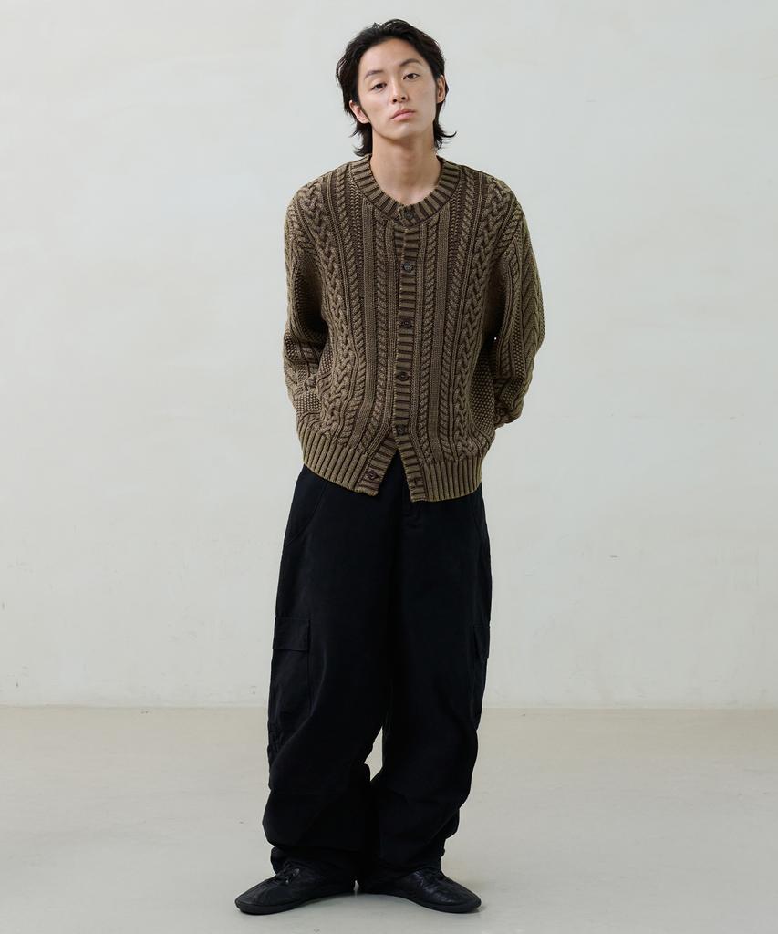 Knouun Faded Cable Knit (Brown)