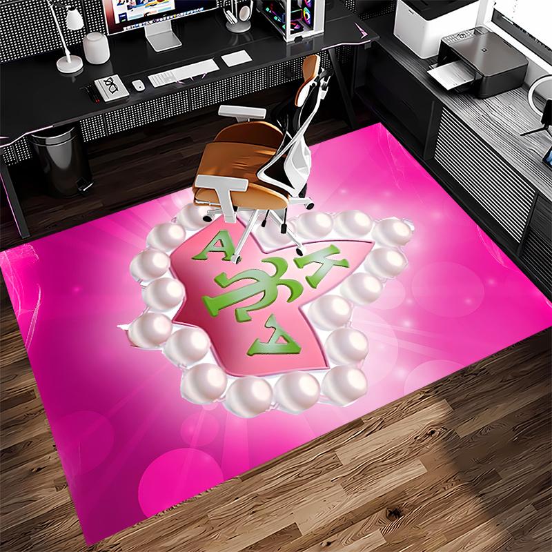 1pc AKA Logo9 Print Area Rug - Soft, Washable Non-Slip Indoor Mat for Office Chairs, Living Room, Home Office Decorative Rug