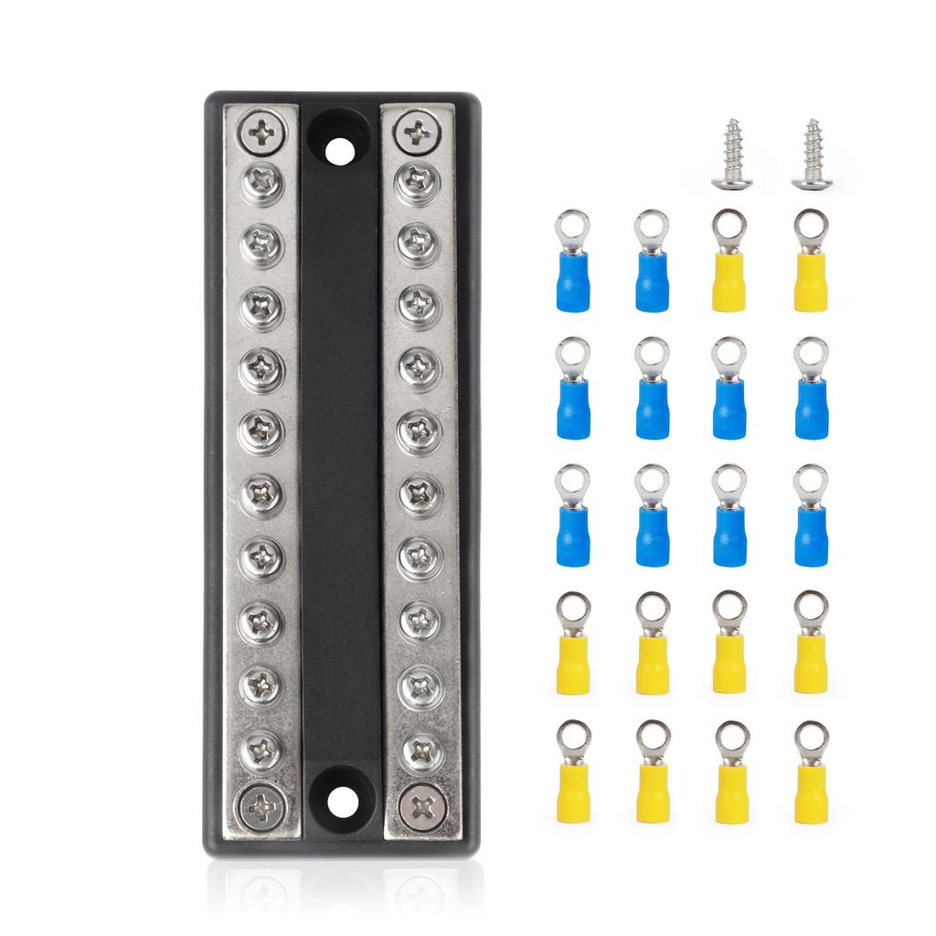 100A Battery Power Distribution Block Bus Bar Positive Negative For RV Boat Truck 48V CD 10 Circuit Busbar Powerterminal Block