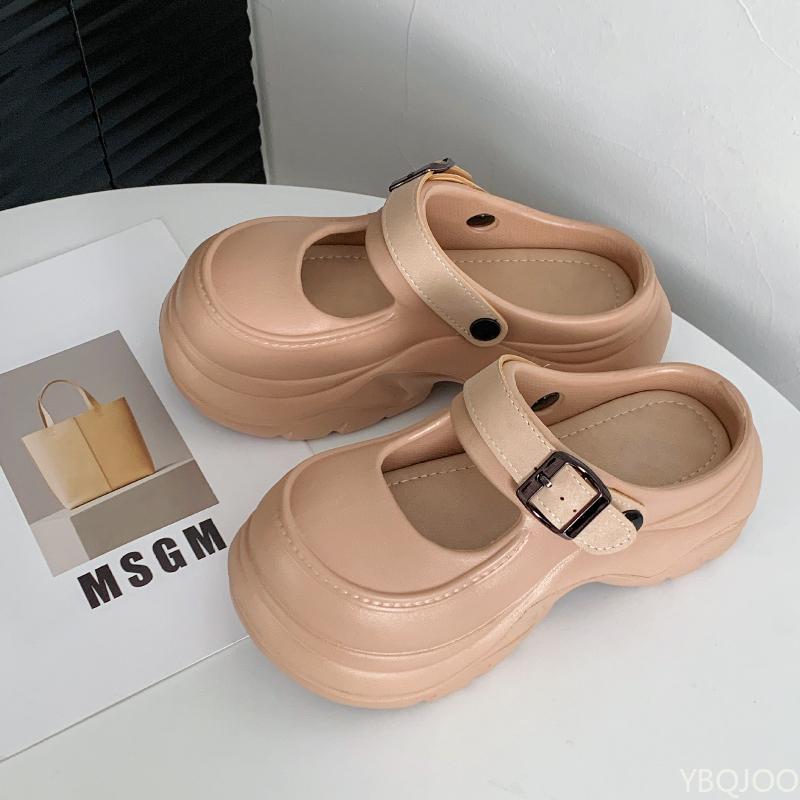 

Fashion 2025 new soft soled Sandals Fashion Mary Jane Sandals Color blocked thick soled versatile shoes Outdoor Baotou women s slippers 40-41 хаки