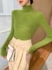 Women's Seamless Cashmere High-Neck Ribbed Sweater, Slim Fit, Body-Shaping, Slouchy Neck, Knit.