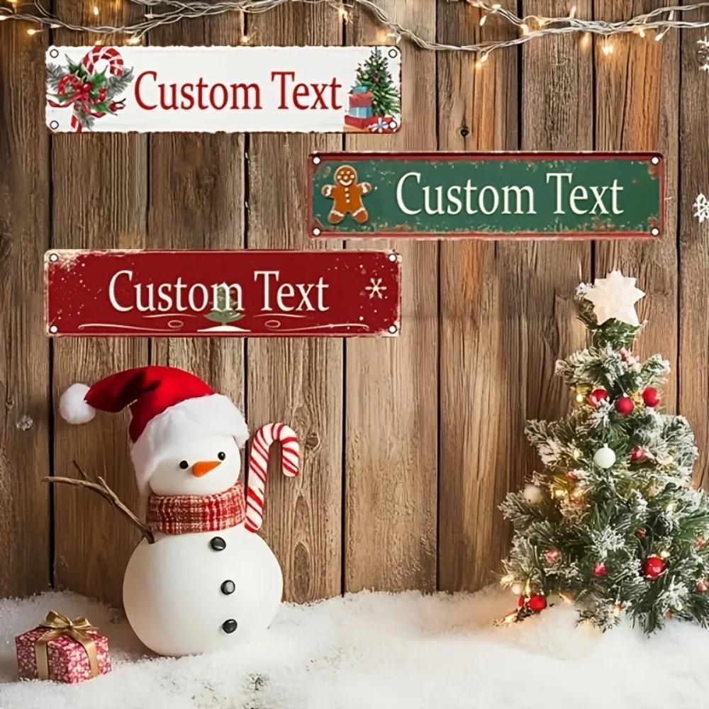 16x4In 2D Flat Classic Santa Aluminum Sign Custom Text Christmas Wall Decor