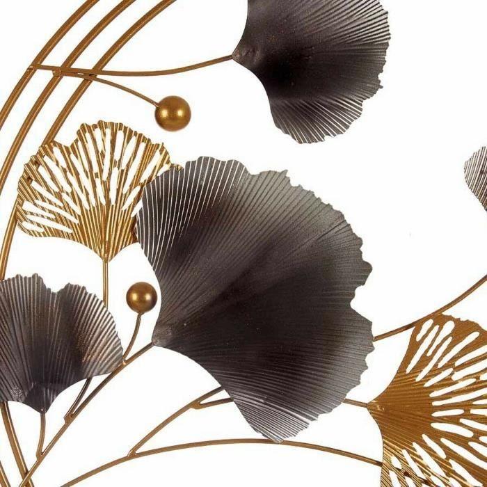 Décoration murale - Métal - Fleurs - Bleu et doré - 80 x 151 x 5,5 cm - Élégante et chic