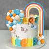 Blue Rainbow Cake Toppers Mini Balls Blue Orange Dog Cake Decorations for Birthday Baby Shower Party Supplies