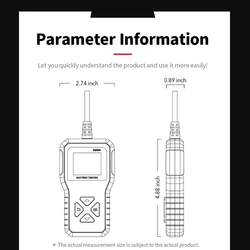 24V 6V 12V Battery Tester BM550 Test Analyzer Diagnostic Tool Detector Accessories Fit for Car Motorcycles Truck Trailer