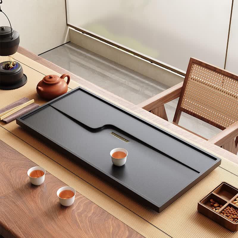 Qwei Imitation Black Gold Stone Drainage Tea Tray