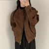 Vintage Faux Suede Jacket Women's Spring/Autumn Fashion Oversized Short Coat Top Trendy