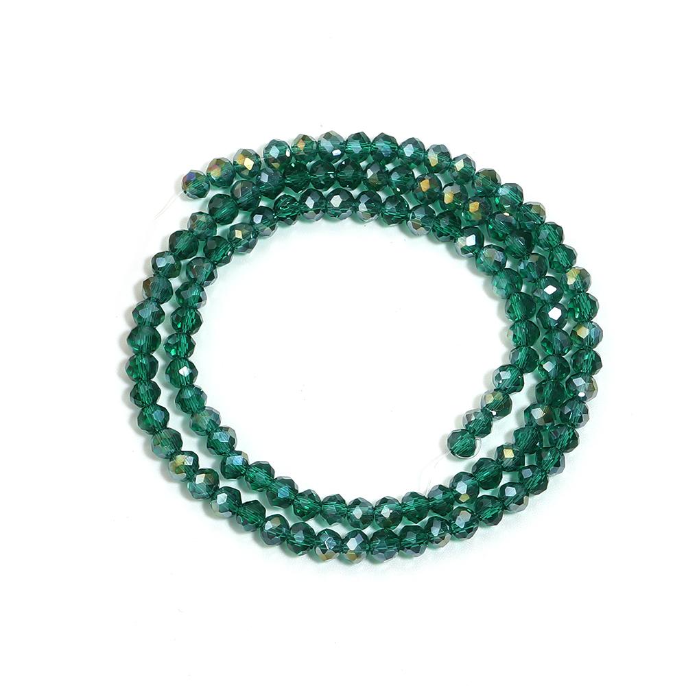 1 Strand 3 4 6 8 10mm Faceted Crystal Beads Peacock Green Rondelle Flat Glass Loose Spacer Beads For Jewelry Making DIY Necklace
