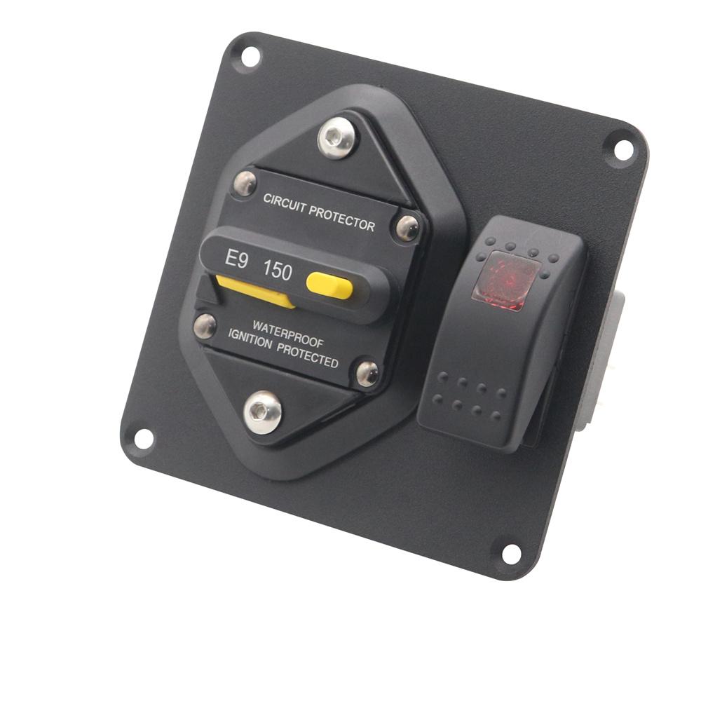 2-in-1 150A Circuit Breaker Panel + Red LED Switch ON OFF For RV Boat Car Truck