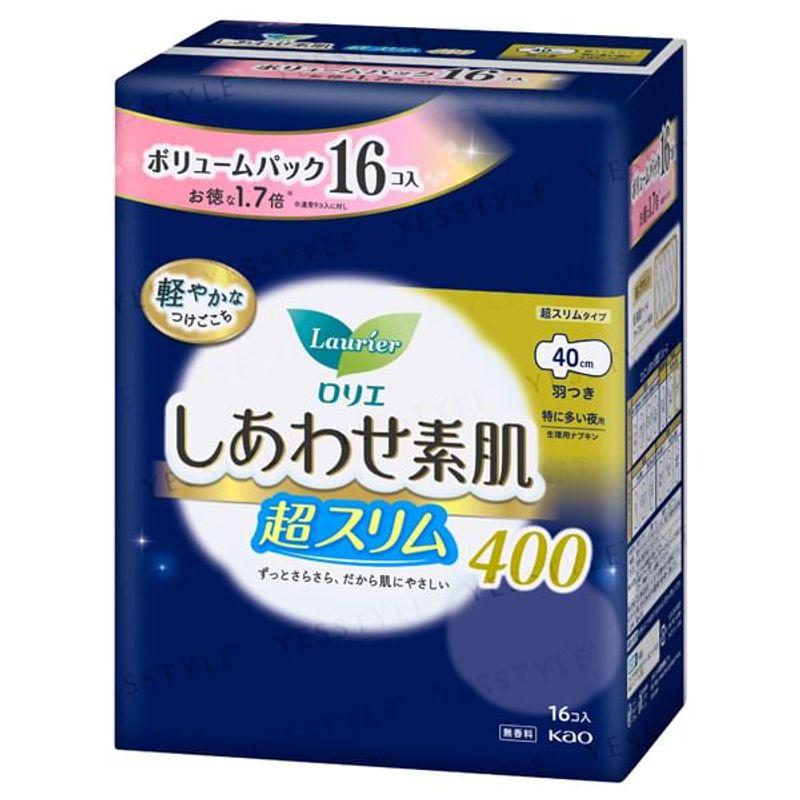 Kao - Laurier Happy Skin Volume Pack Super Slim For Heavy Flow At Night With Wings 40cm