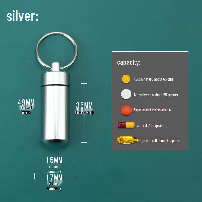 

Aluminum Alloy Waterproof Small Portable Pill Box серебряный