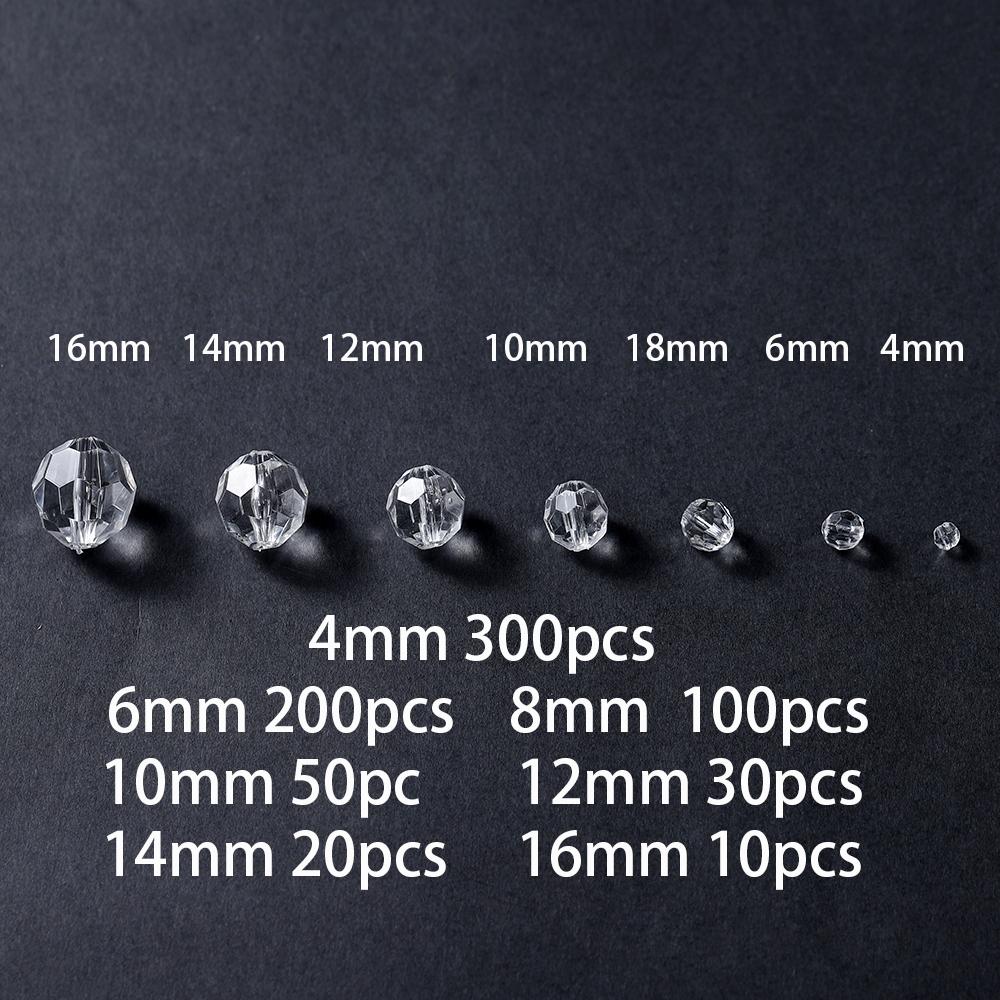 10-300Pcs 4-16mm Faceted Acrylic Beads Transparent White Loose Spacer Beads For DIY Bracelet Necklace Jewelry Making Accessories