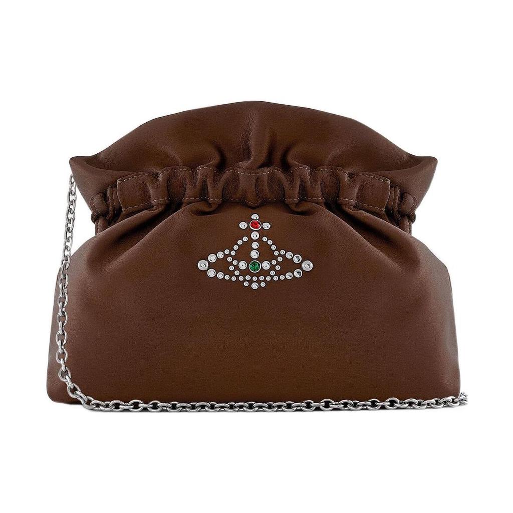 Vivienne Westwood Eva Kiss Lock Clutch With Detachable Chain Detail Women Shoulder Bag Brown 44020001W00CKD403