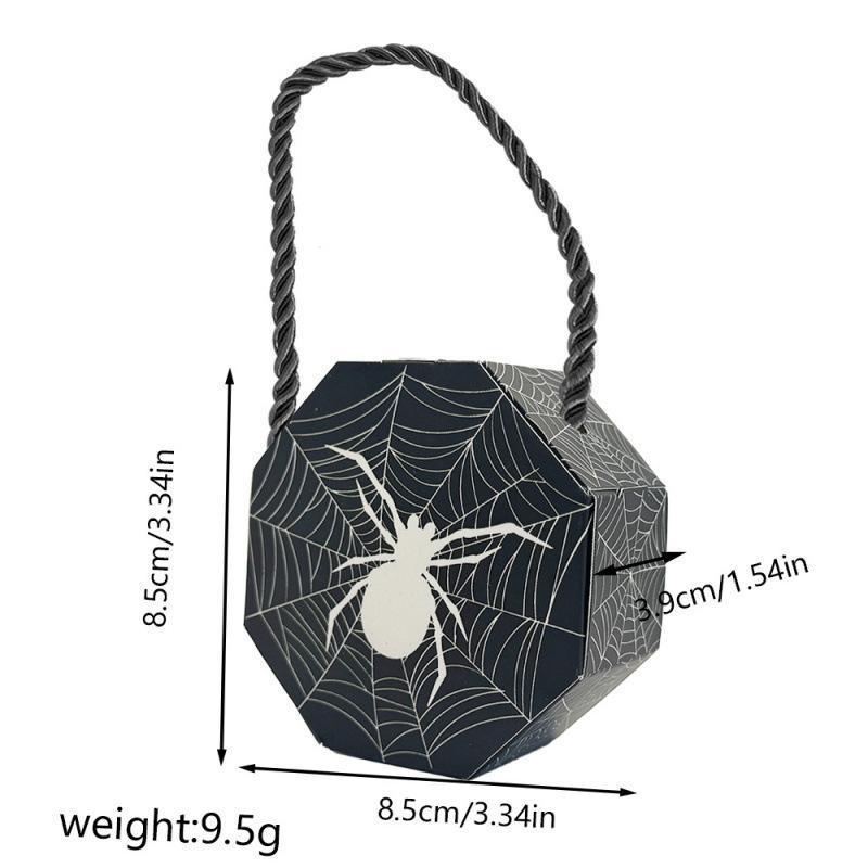 1/10Pcs Halloween Spider Web Paper Gift Box Rope Handle Candy Bucket For Kids Trick Or Treat Party Favor Decor Container