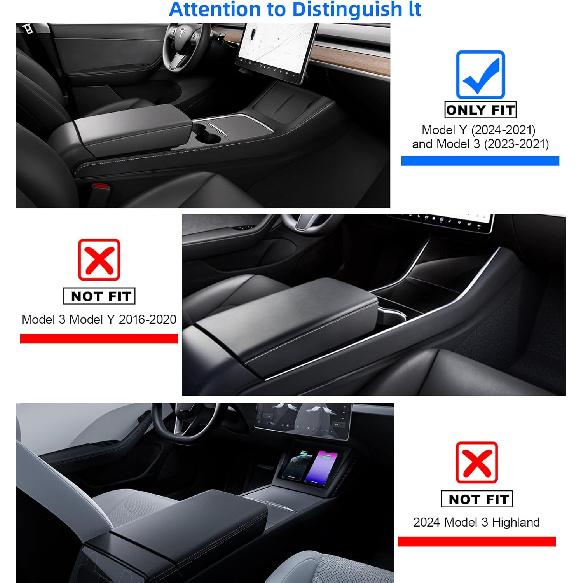 WinDu 5PCS Model 3 Model Y Center Console Organizer Tray Compatible For Tesla -2024 Model Y And - Model 3 Accessories Armrest Hidden Box Storage Tray