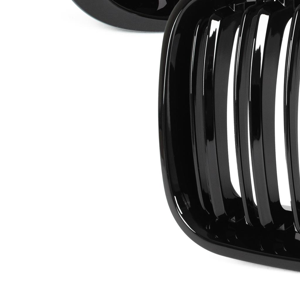 BMW 3 E46 98-01 SEDAN / KOMBI Grilles Between the Headlights (kidneys) Left + Right Set BLACK GLOSSY DOUBLE BAR