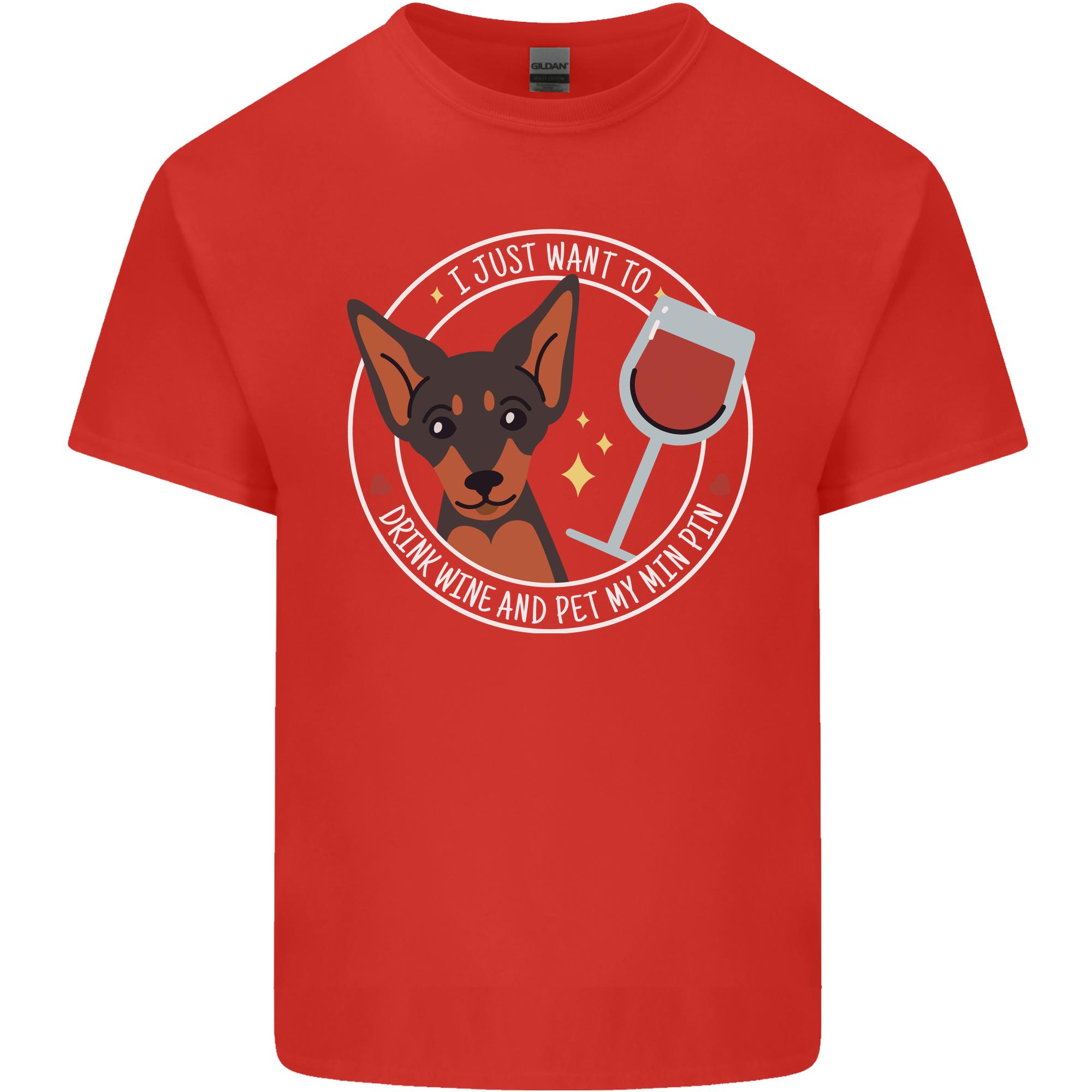 Wine With My Min Pin Dog Miniature Pinscher Unisexs Light Cotton TShirt S