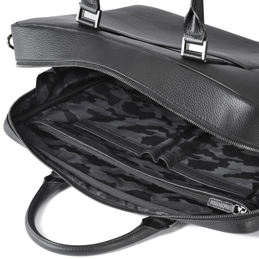 Business Bag Genuine Leather 1 Air Chamber B4 Compatible Inch PC with Shoulder Belt Briefcase Black [Zero Halliburton] Men's "MC Collection" 13.3