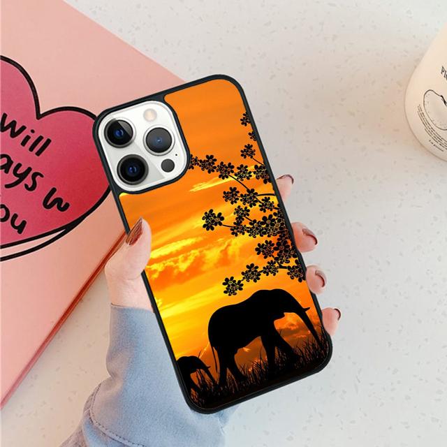 African Elephant Silhouette Phone Case For iPhone 17 Air 15 16 16e 11 12 13 14 Pro Max Cover For iPhone 17 Air Max Plus Fundas