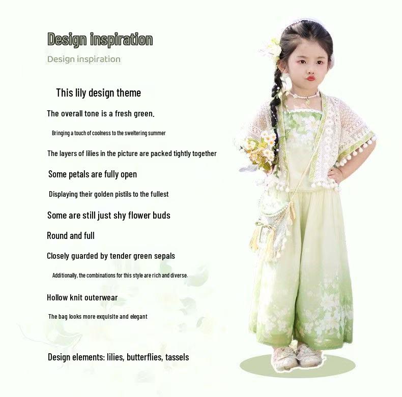 Children's Hanfu Summer 2026: New Ancient-Style Tang Suit Three-Piece Set with Trousers for Girls