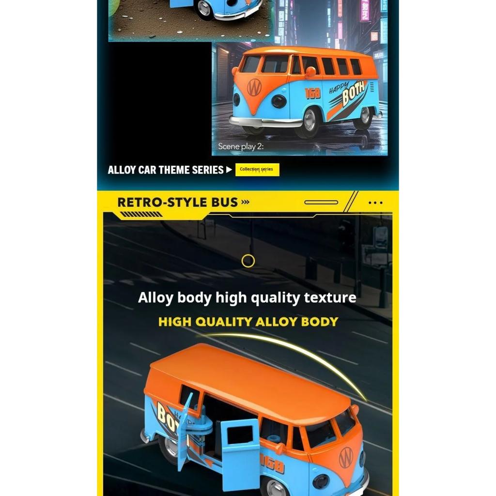 1/36 Simulations-Bus-Transporter Golfblau Legierung Druckgussmodell für Volkswagen T1 Samba Spielzeug für Kinder Sammlerstücke Geschenke