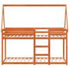 Bunk Bed with Roof Wax Brown 80 X 200 Cm Solid Pine Wood