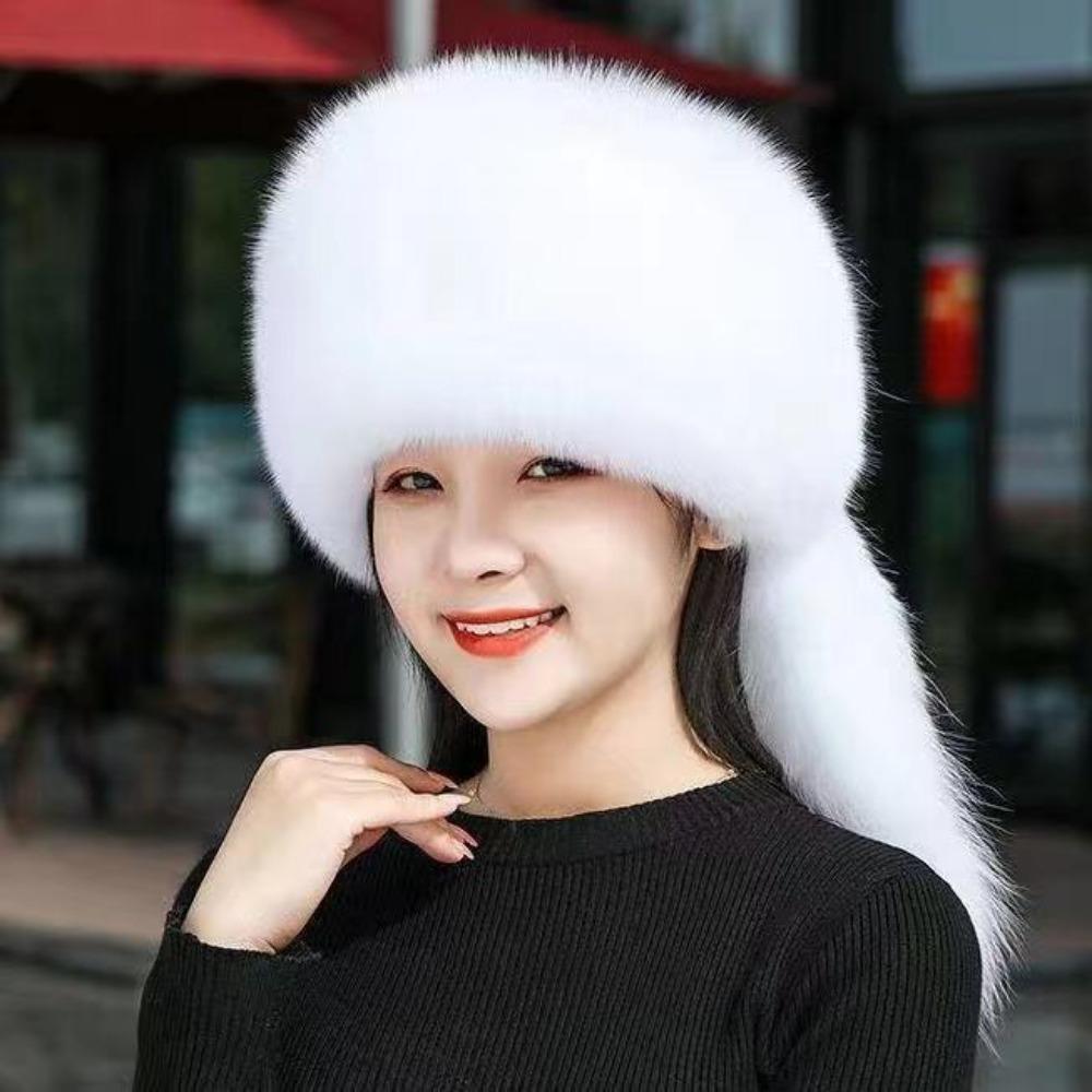 Winter Hat Fox Hair Hat Women's Cold-proof Snow Hat Fur Thickened Basin Hat Baotou Hat