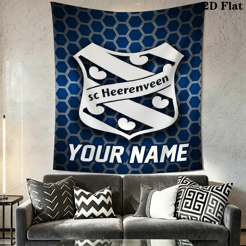 Custom Name SC Heerenveen Wall Tapestry Aesthetic Wall Hanging Printed Fabric Blanket Decorative Tapestries for Bedroom Living Room Home Decor