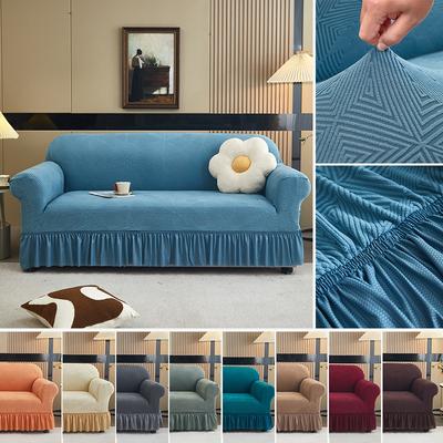Hochwertiger Rocksaum Sofabezug Elastisch All-Inclusive Vier Jahreszeiten Universal Sofaschutzbezug Einfarbig