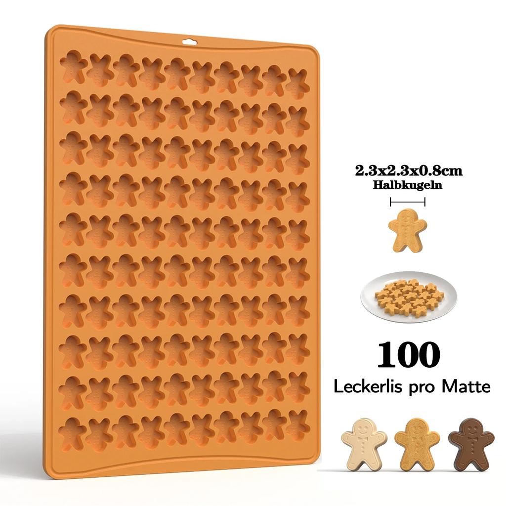 Creative Gingerbread Man Biscuit Mold 100 Hole Silicone Baking Biscuit Mold Mini Pet Dog Snack Biscuit DIY Chocolate Mold