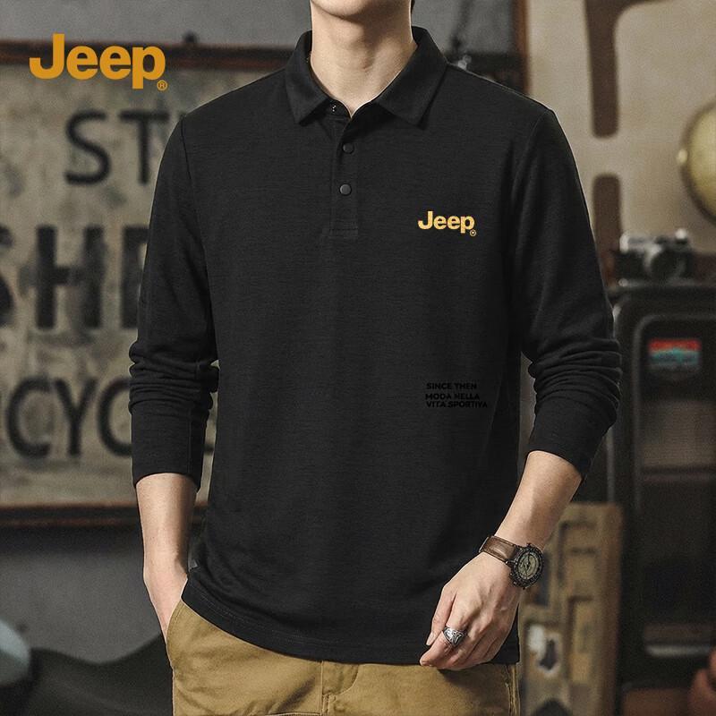 JEEP Men s Long-Sleeve Breathable Slim-Fit Polo T-Shirt M