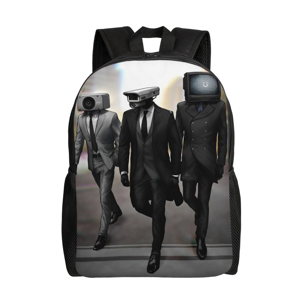 Skibidi Toilette Rucksack für Männer Frauen Lässig High School Arbeit Tagesrucksack Anime Cartoon Kameramann Titan Laptop Leinwandtaschen Sport