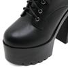 Gdgydh Modische Damen-Ankle Boots mit Schleife Schnürung Blockabsatz 14cm Plateau-Schuhe Reißverschluss seitlich Damen Kurzstiefel Süßes Cosplay